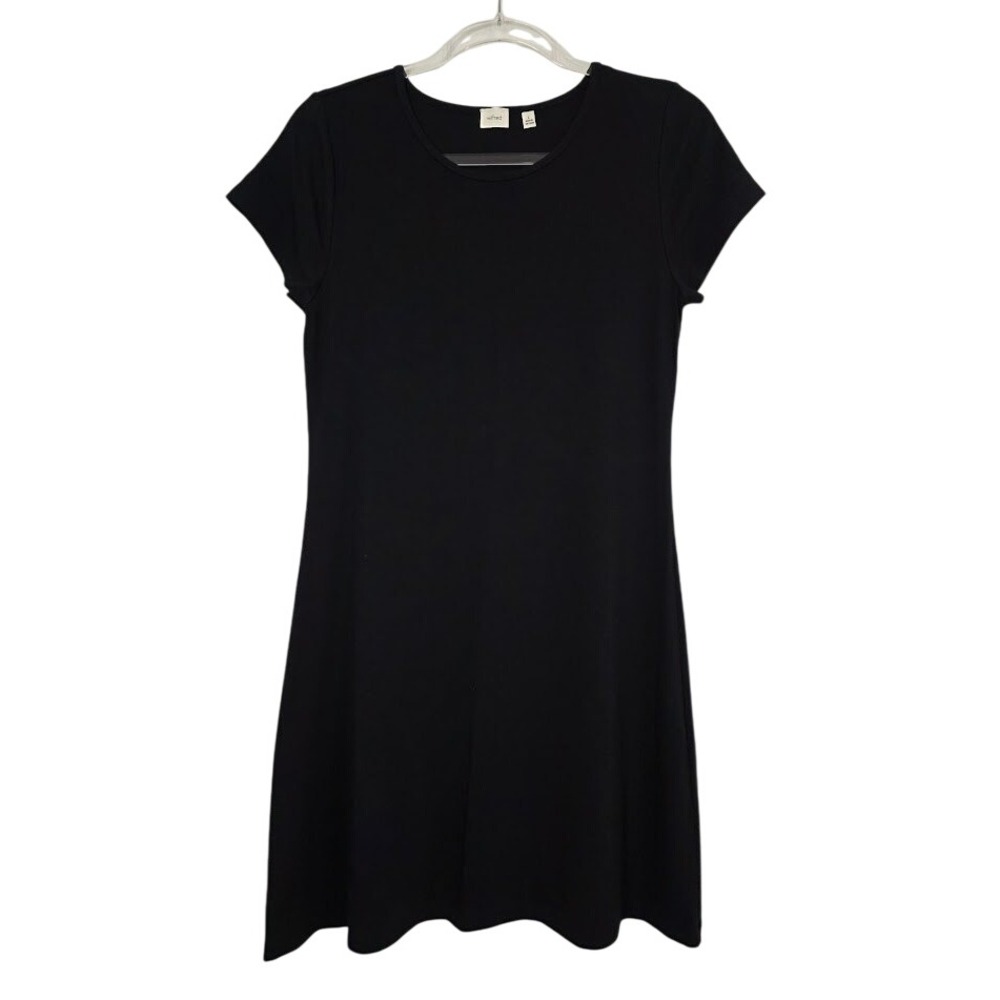 Wilfred Aritzia Women's L Companion T-Shirt Dress Black Stretch Mini 94909